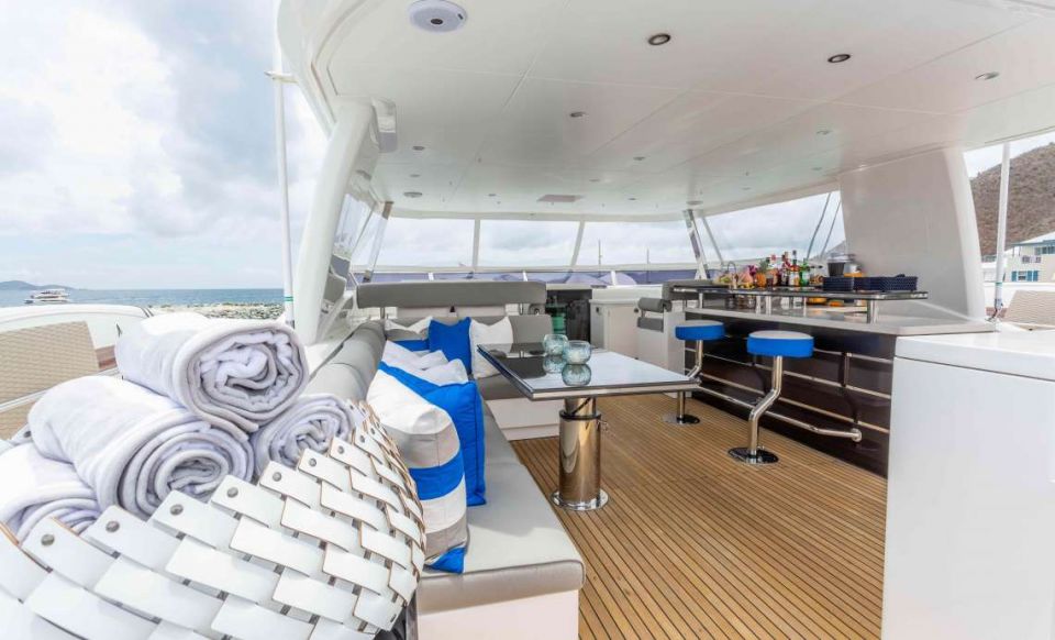 The spacious and open flybridge invites quality time spent with family and friends